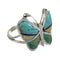 Southwest Multicolor Inlay And Silver Butterfly Ring Size 6-1/4 WX75242